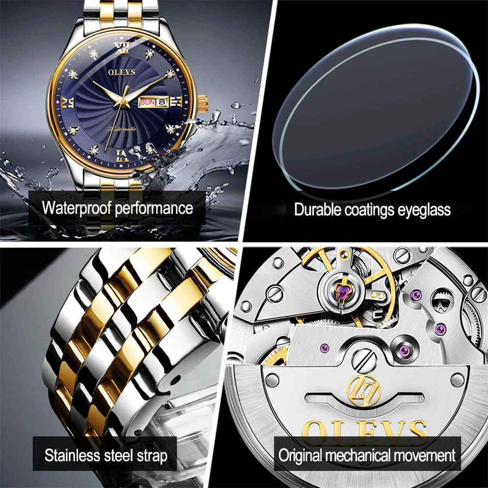 

Classic Mens Watches Luxury Brand Business Automatic Watch Stainless Steel Band mysterious Men Mechanical Wristwatches