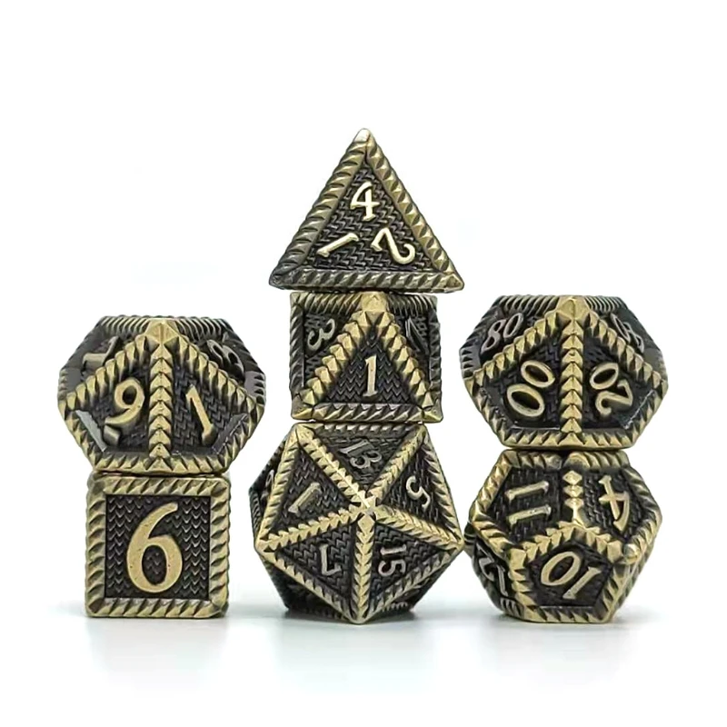 

7Pcs/Set Metal Dice Multi-faceted Dice Digital Different Sizes For Kid Game Toys 87HF
