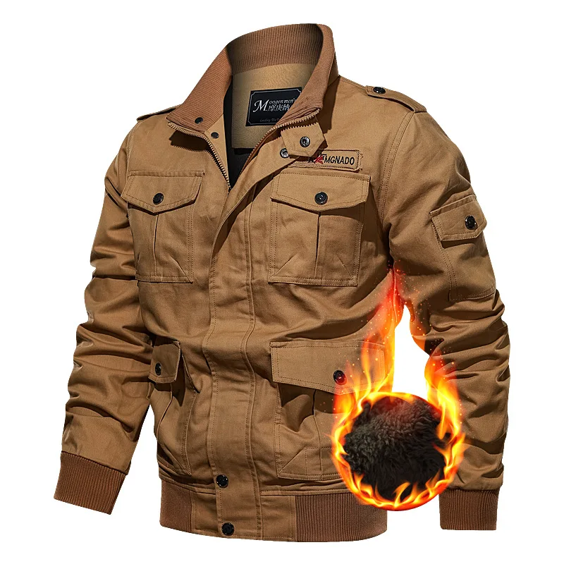 

2019 New men winter military jacket cotton Thick bomber jacket coat pilot air force casual jackets clothing Wool liner Plus size