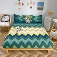 1pc 100 cotton bed sheet singlequeen size ripple print fitted bed sheet on elastic colchas para cama for kids no pillowcase