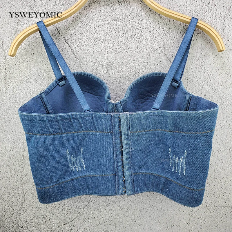 Женский короткий джинсовый топ в ковбойском стиле пикантный из хлопка летний