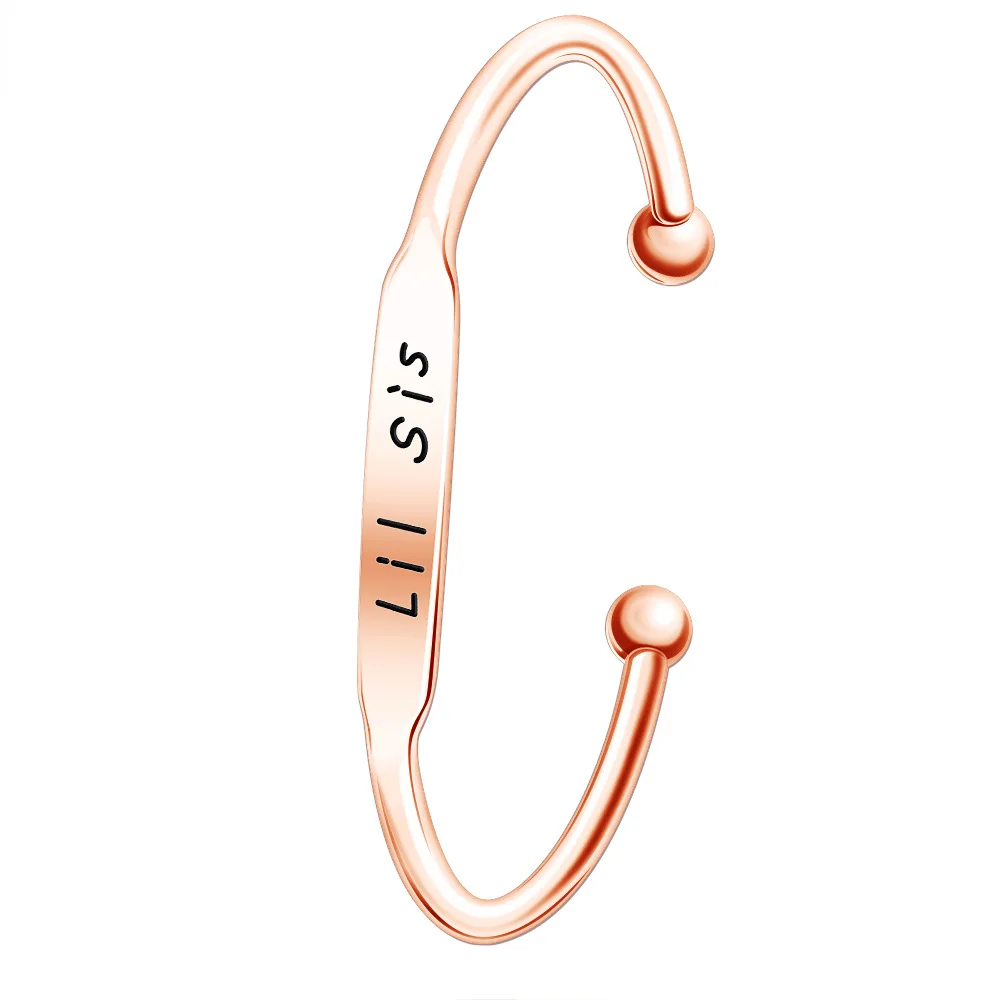 PolishedPlus индивидуальный браслет Lil Mid Большой браслет для сестры медные буквы персонализированные для женщин подарок на день рождения девушки