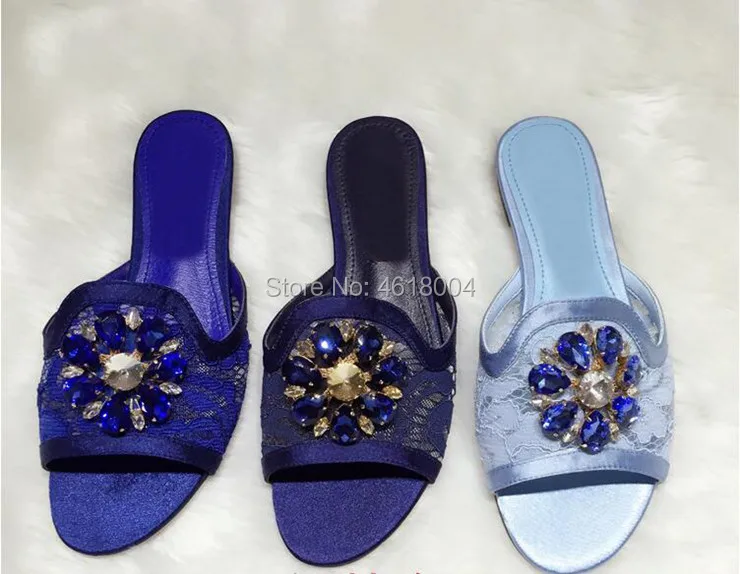 Женские повседневные шлепанцы KALMALL с кружевом и кристаллами | Обувь