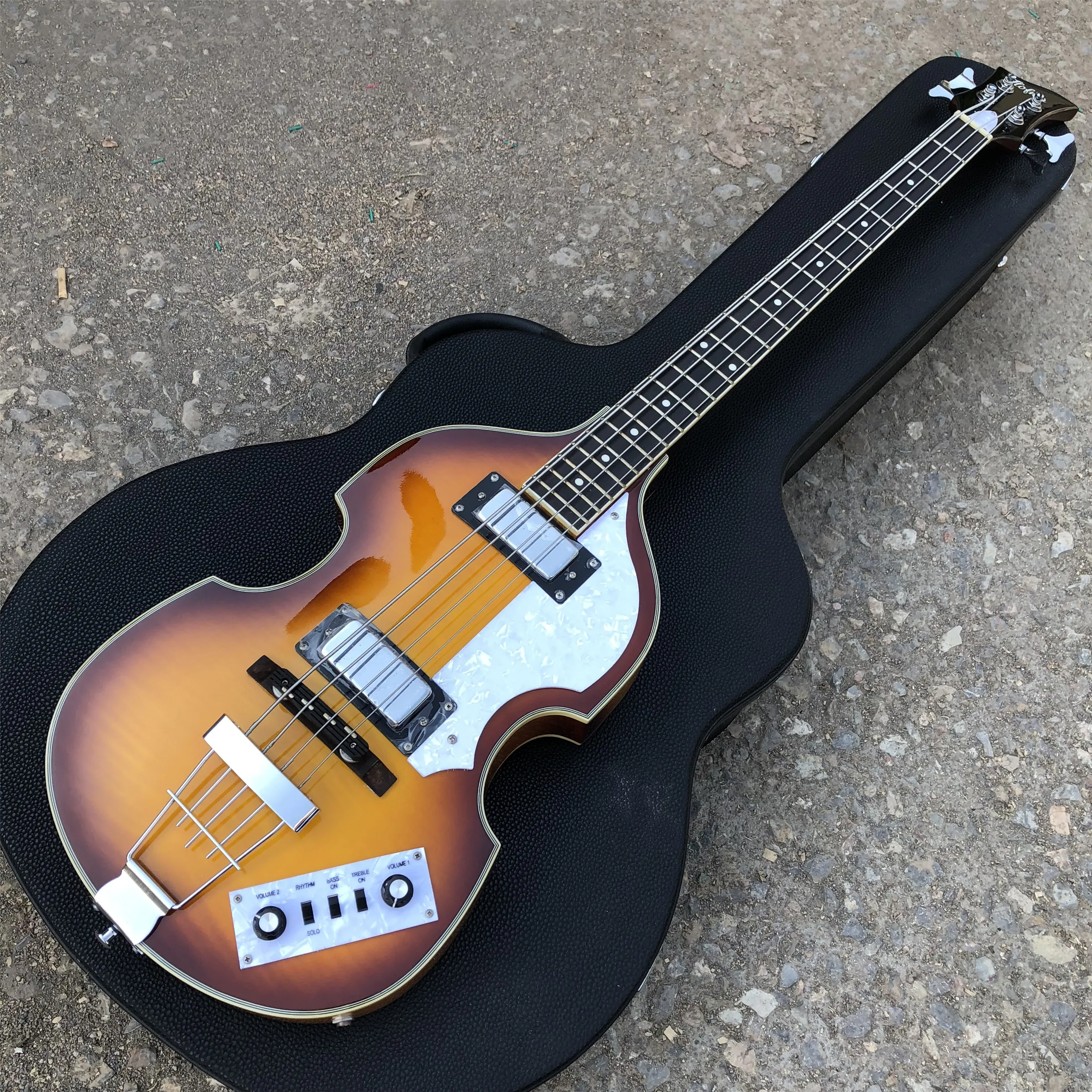 Фабричная скрипка Sunburst Hofner 4 струны электрическая бас гитара серия BB2 Icon