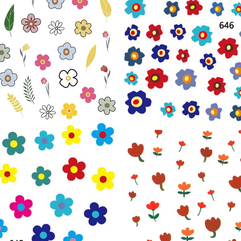 

Cute Image Flowers Leaves Cactus Nail Sticker 3D Engraved Nail Art Decorations Nail Decals Design