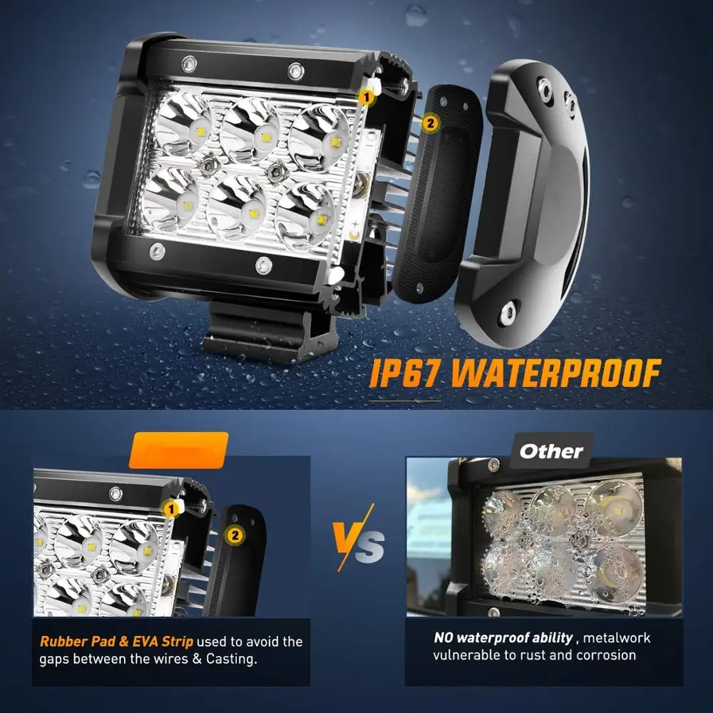 4inch 18W Spot Driving Fog Light 4x4 Accessories Off Road Led Pods Lights Mounting Bracket for Truck Boat | Автомобили и
