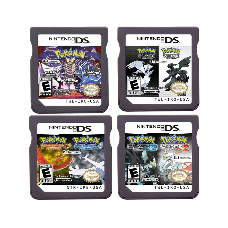 

Pokemon Series Black White Gold Silver Diamond Ds Game Cartridge Console Card English Language R4 Version for Nintendo