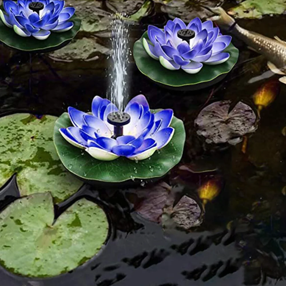 

1pc Garden Pond Lotus Fountain Decor Solar Lotus Fountain Scene Adornment
