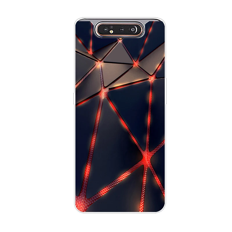 Черный Чехол для телефона для samsung Galaxy A80 чехол силиконовые в форме цветка окрашенные мягкая накладка на заднюю панель из ТПУ чехол для samsung A80 80 чехол модные Coque - Цвет: Черный