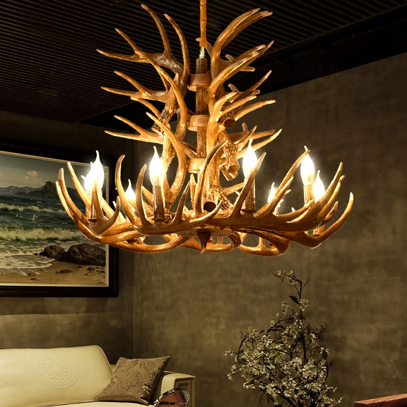 retro brown white resin antler chandelier lighting 469 arms e14 luxury vintage chandeliers for house lighting fixtures free global shipping