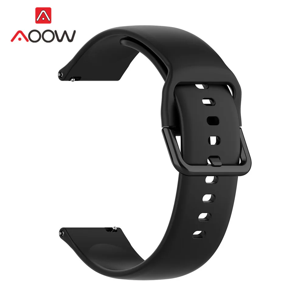 Black AOOW 20 мм ремни для samsung Galaxy Active 2 R830 R820 R500 Spor черный браслет с пряжкой ремешок для Galaxy Watch 42 мм gear S2 - Цвет ремешка: Black