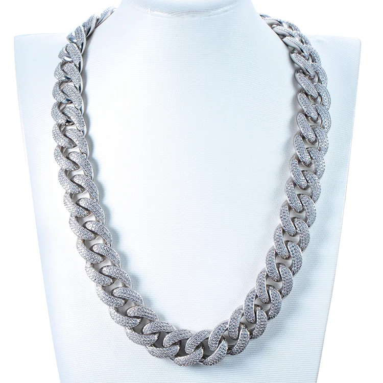 

Hip Hop Fashion Accessory Iced Out Cuban Link Chains Necklace With Bling Zircon For Men