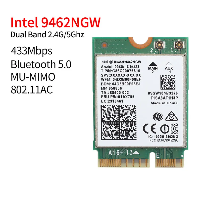 Двухдиапазонный 433 Мбит/с беспроводной для Intel AC 9462 9462NGW NGFF ключ E Wifi карта 9462AC 8020.11ac