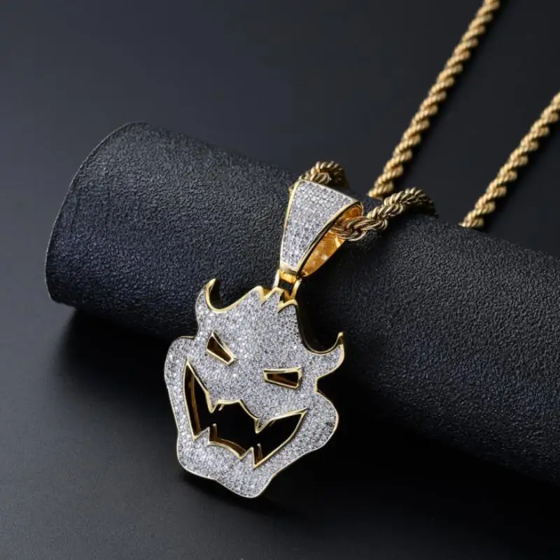 

Hip Hop Rock Zircon Necklace Halloween Party Favor Vampire Mask Men's Pendant Necklace Fashion Classic Rider Pendant
