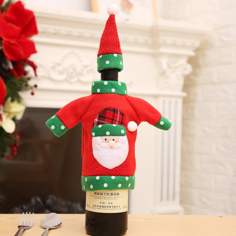 

2021 Warm Felt Christmas Wine Bottle Cover Snowman Santa Claus Elk Wine Topper Cover Christmas Party Decoration New Year