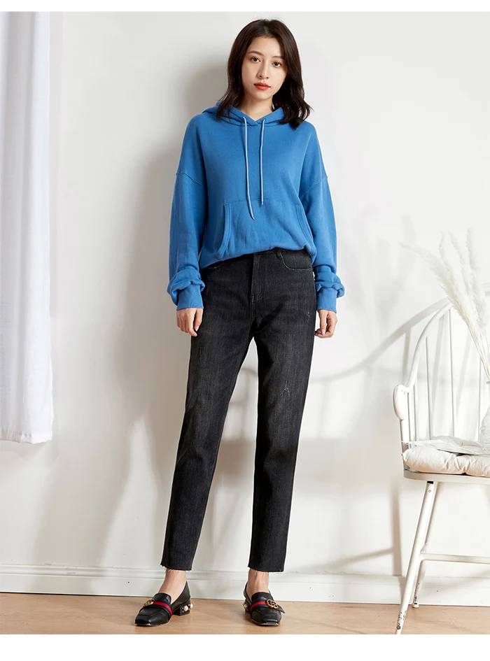 Женские узкие мытые джинсы LEIJIJEANS, черные джинсы из харлана с высокой посадкой, новая модель 9206 большого размера на осень