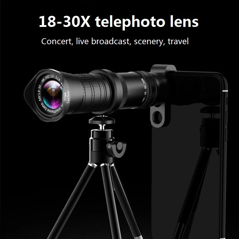 

18-30X Zoom Telephoto Lens HD Monocular Telescope Phone Camera Lens for iPhone 11 Xs Max XR X 8 7 Plus Android Smart Phone