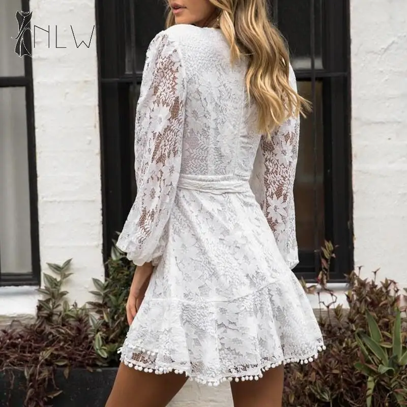 NLW одежда с длинными рукавами кружевное зимнее платье Для женщин Embriodery Сетчатое