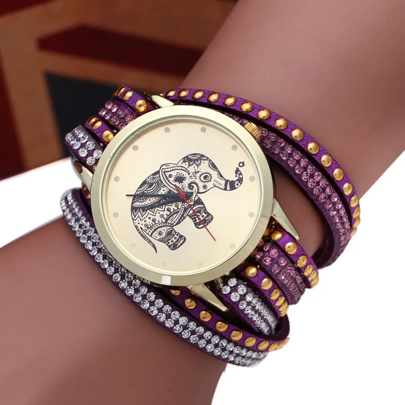 Новые модные повседневные женские наручные часы с рисунком слона Плетеный