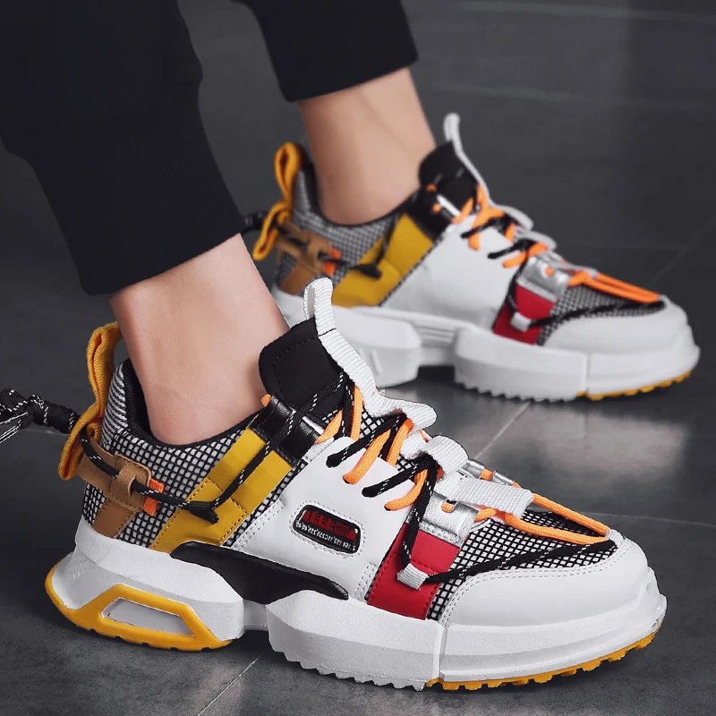 Мужские кроссовки легкие сникерсы из дышащего материала с сеточкой и шнуровкой