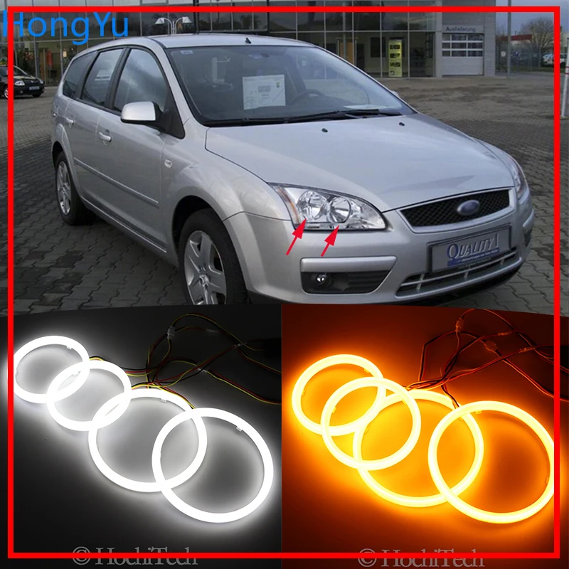 Хлопковый переключаемый светодиодный Белый Янтарный ангельский глаз кольца с