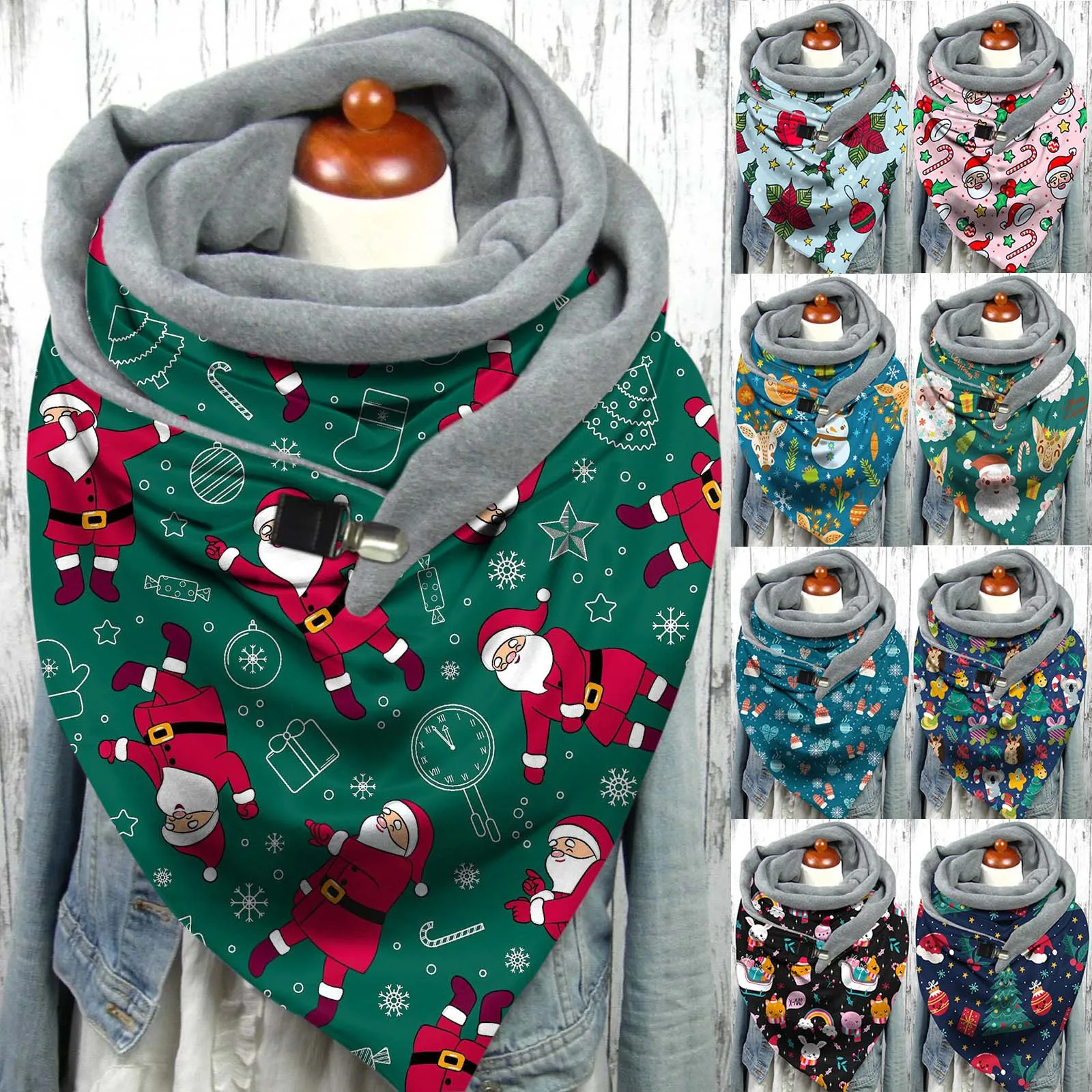 

New Fashion Party Scarves Vintage Women Autumn Winter Soft Wrap Irregular Scarf Button Warm Shawl Autumn Winter Christmas