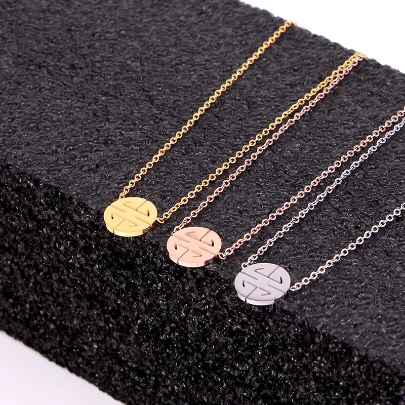 Ожерелье из нержавеющей стали с цепочкой до ключицы колье двойным счастьем в