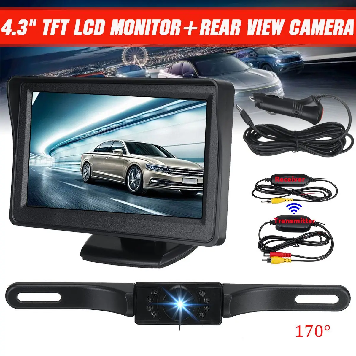 

Автомобильный Грузовик 4,3 ''TFT ЖК-монитор + резервная камера заднего вида ночное видение беспроводная Система помощи при парковке с прикурив...