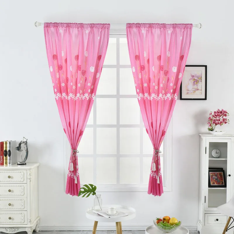 Тюльпан печать окна занавески s короткие 2 цвета для гостиной спальни