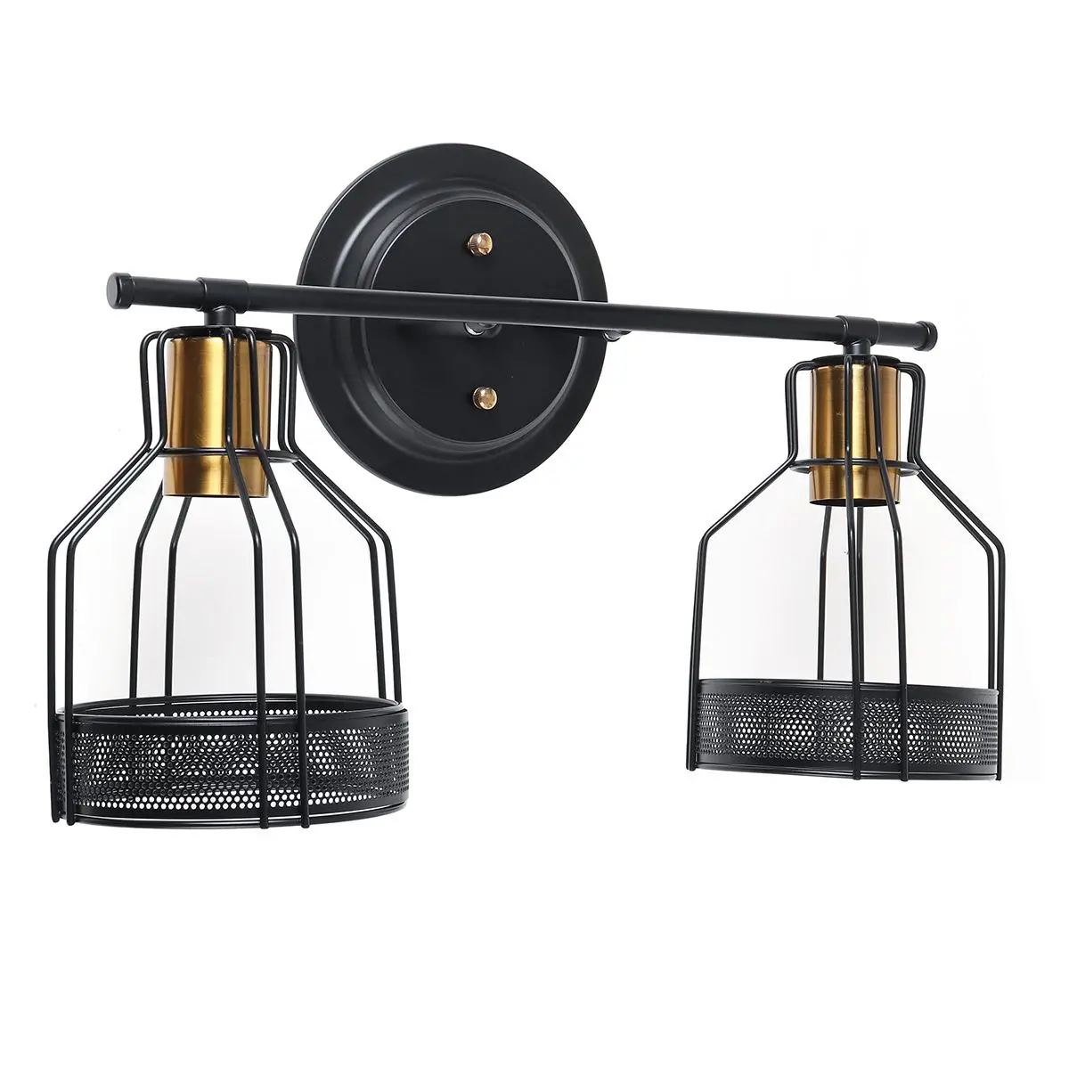 

Lampshade Wall Pendant Light Vintage 2 Light Lamp Shade Loft DIY Metal Cage Bulb Guard Clamp Iron Light Cover Home Wall Decor
