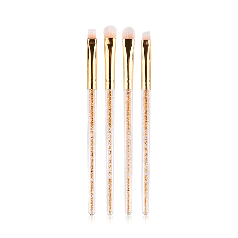 4Pcs Brushes ZOREYA 4 шт. кисти для макияжа набор золотых бриллиантов наборы кистей для макияжа глаз плоская подводка для глаз тени для век для бровей консилер Косметика Инструменты - Handle Color: 4Pcs Brushes