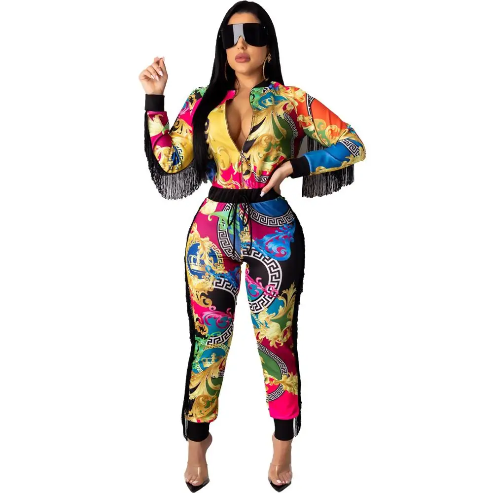 Женский спортивный костюм из 2 предметов куртка с длинными рукавами и кисточками