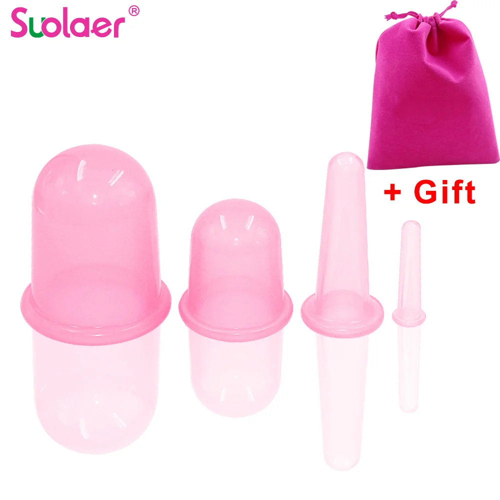 Silicone Body Cupping Cups Set For Face Neck Back Eyes Massage Vacuum Cans Anti-cellulite Massager Suction Cup Treatment | Красота и