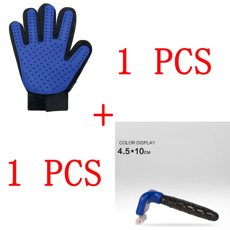 Blue S and Glove Расческа для удаления волос для домашних собак, расческа для ухода за кошками, инструмент для стрижки волос, нержавеющая расческа для собак и кошек - Цвет: Blue S and Glove