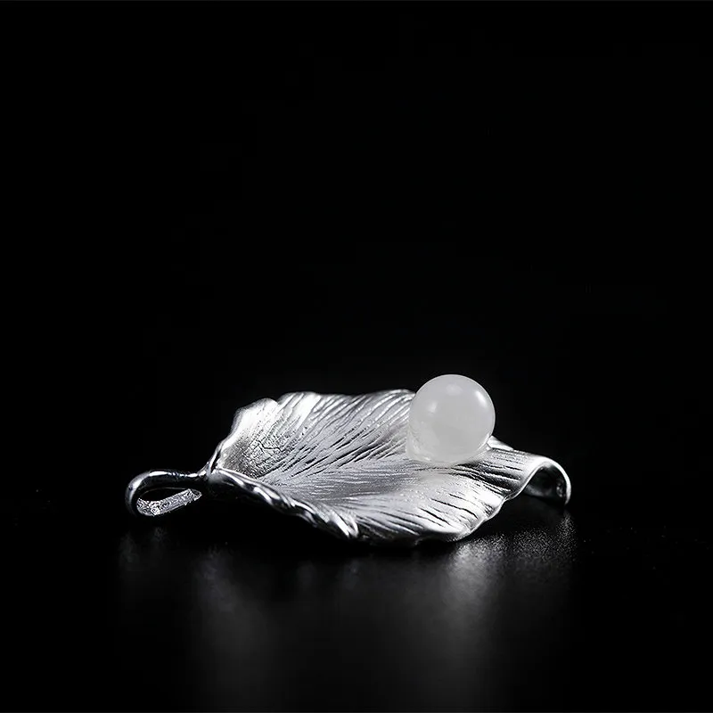 Подвески Flyleaf из настоящего серебра 925 пробы с нефритовой капелькой Листья для