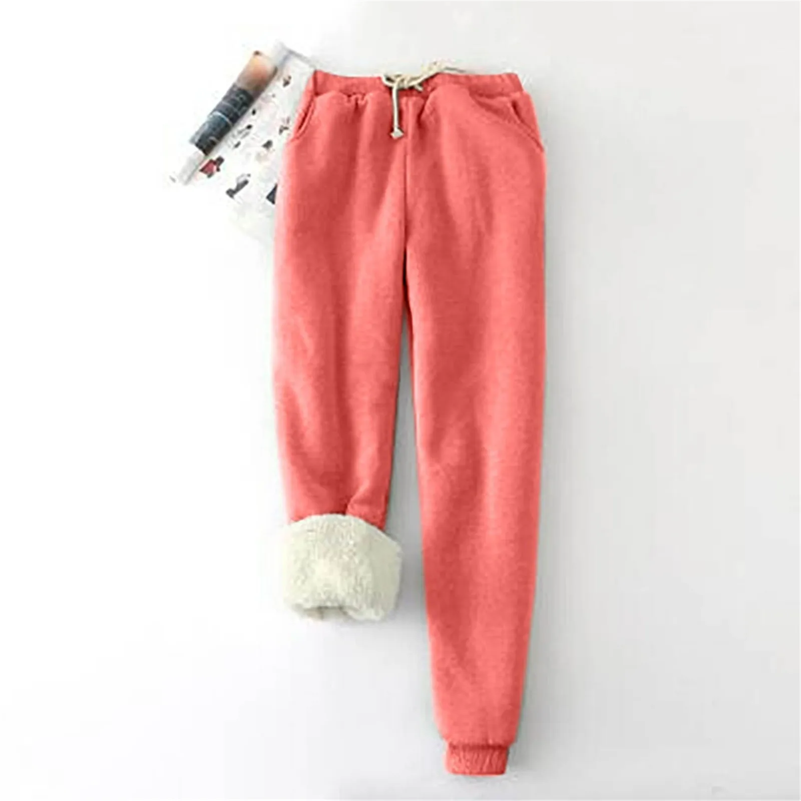 

Winter Warm Pants Women's Solid Color Plus Size Velvet Loose Thickening Slimming Big Yard Filling Show Thin Pants Trousers