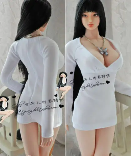 

1:6 Scale Action Figure Accessory White Long Sleeve Hip Skirt Dress Model Toy