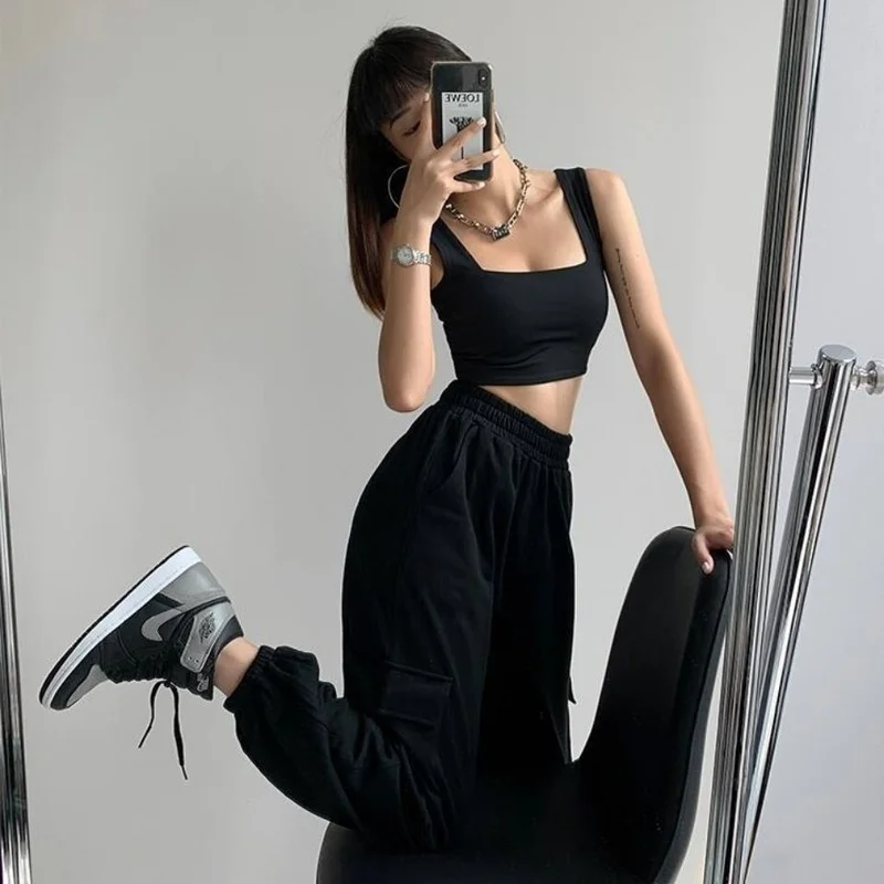 Майки женские Универсальные однотонные облегающие пикантная уличная одежда с