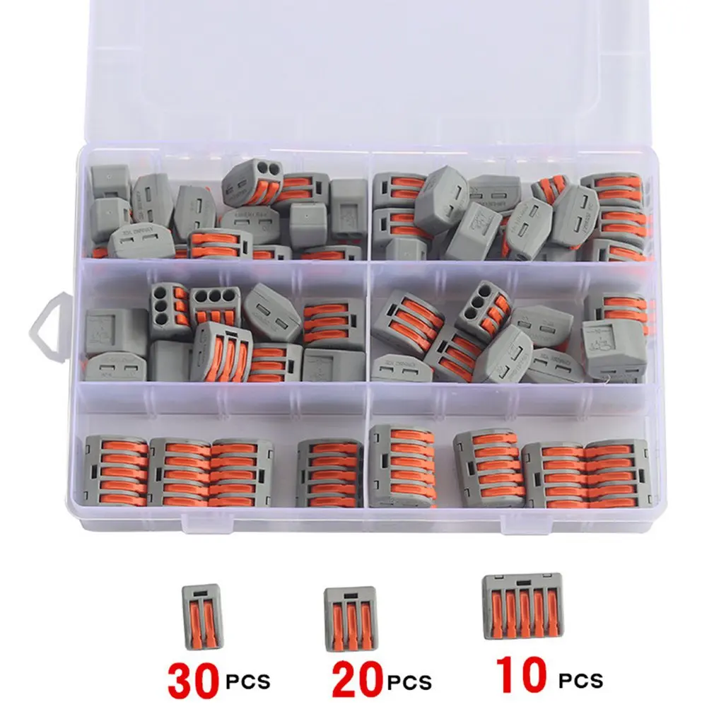 60 шт./компл. Клеммная колодка пружинный рычаг гайка клеммные блоки многоразовый