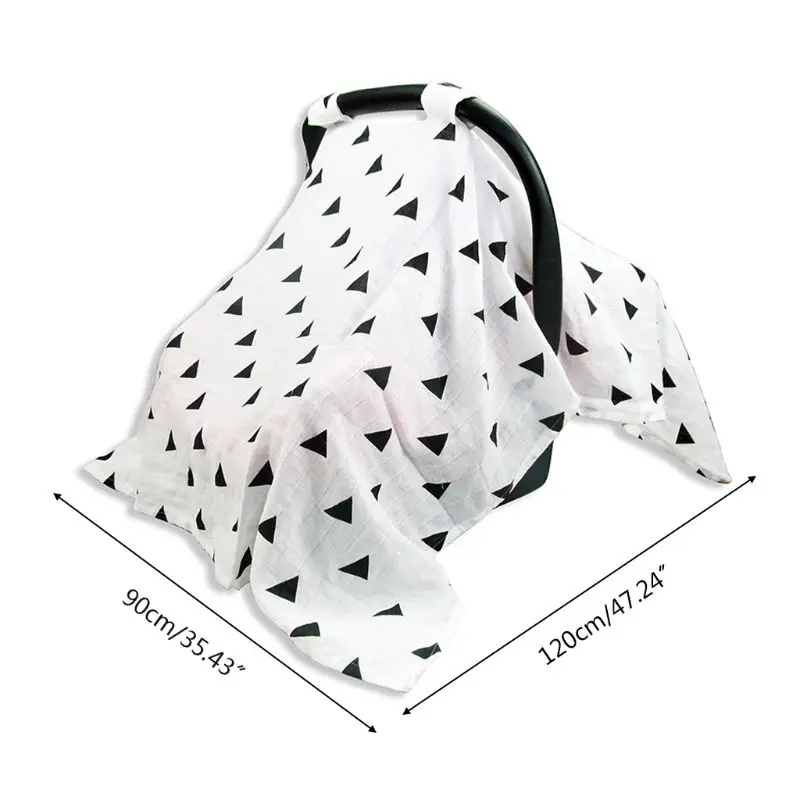

J60B Muslin Nursing Cover Breathable Baby Basket Cover Double-Layer Newborn Car Seat Shading Mat