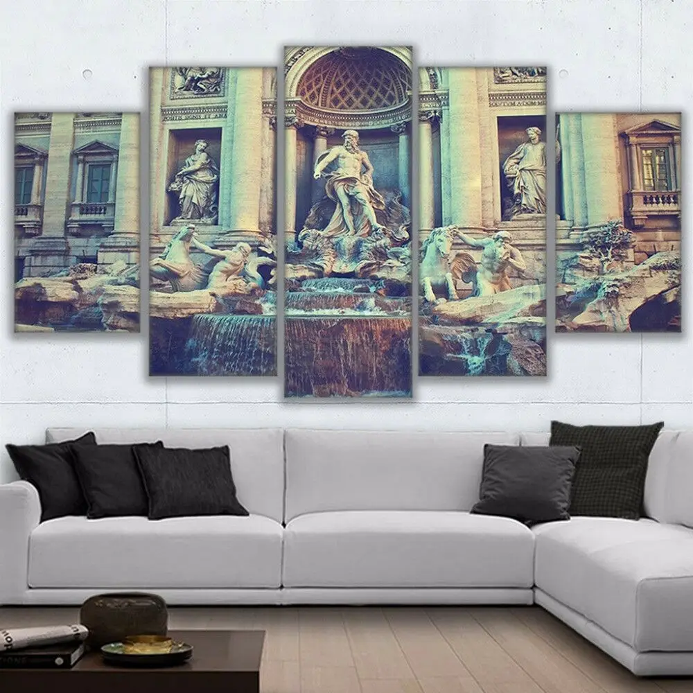 

No Framed Canvas 5Pcs Fontana di Trevi Fountain No Yaiba Wall Art Posters Pictures Home Decor Paintings Decorations