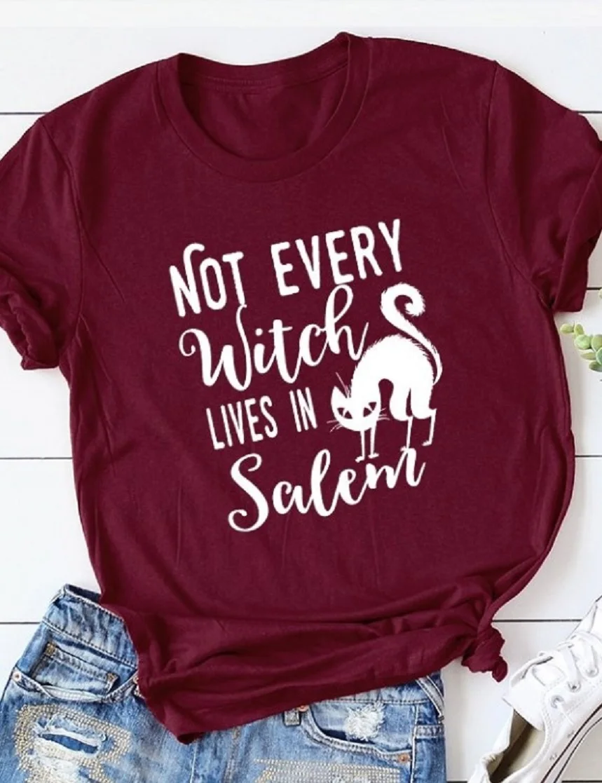 Забавная футболка с надписью not each witch lives in ЛЕМ Повседневная рубашка в стиле гранж