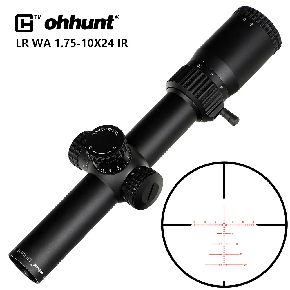 Ohhunt LR WA 1,75-10X24 ИК Компактный Охотничий Прицел Тактическое Стекло Травленая Сетка С Красной Подсветкой Башни Замок Сброс Прицел