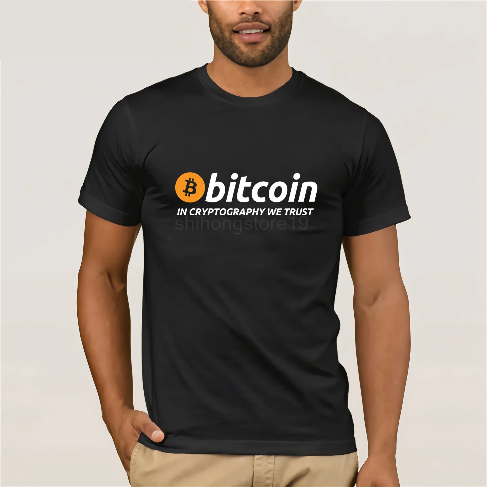 Prevailin Биткойн в криптографии мы доверяем футболки для мужчин круглый вырез