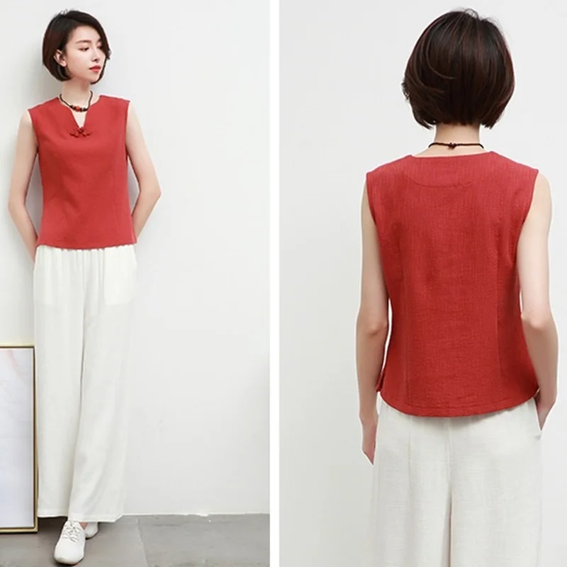 Summer Tank Tops Tanktop Woman Linen Shirt Women Chinese Style Sleeveless Clothing Elegant Ladies TA1831 |