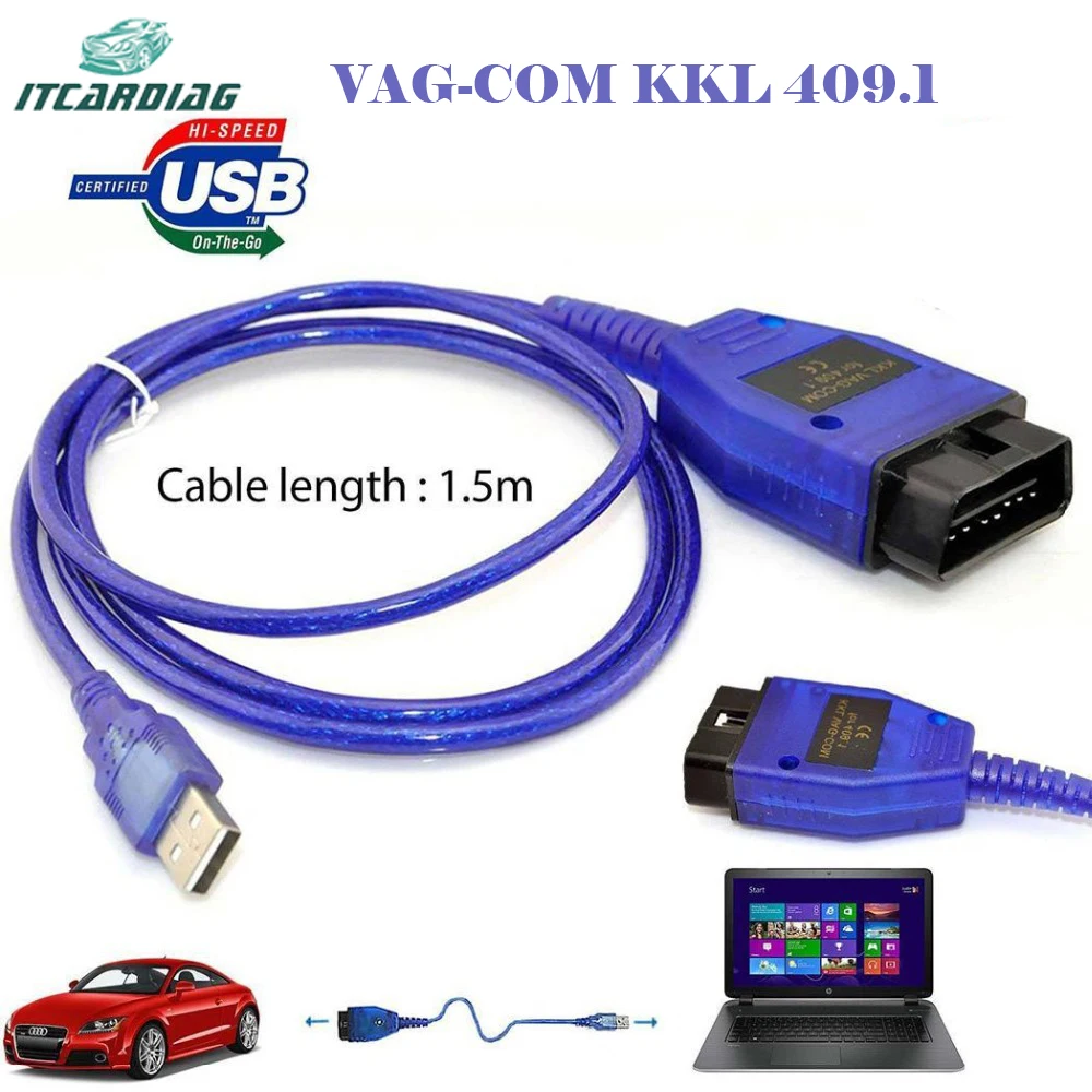 Авто USB кабель KKL VAG COM 409 1 OBD2 II OBD WINDOWS 98/ME/2000/NT и XP диагностический сканер V W Vag Com