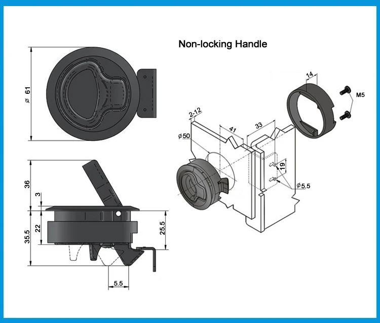 

2 Pieces IBST LIFE Black Non-locking Flush Boat marine Latch Flush Pull Latches Slam lift handle Deck Hatch marine hardware