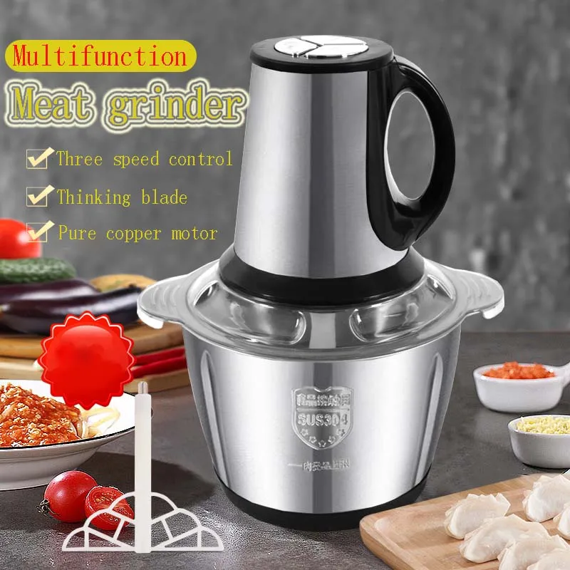 

2L/3L Stainless Steel Electric Automatic Meat Grinder Household Mincer vegetable Garlic Slicer Food Chopper