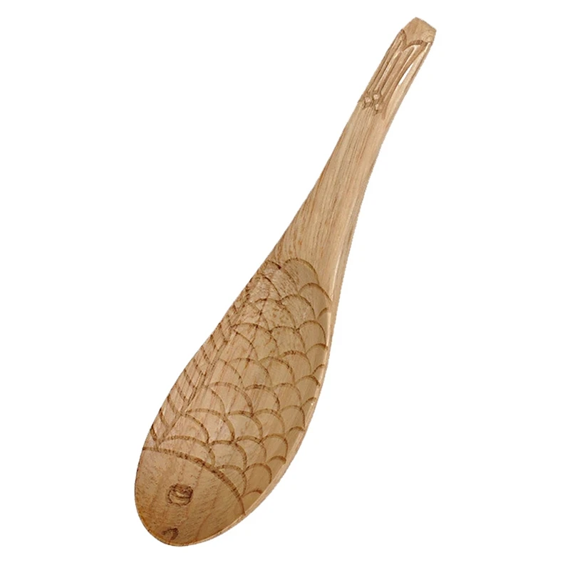 

Fish-Shaped Wooden Rice Spoon Fish Shaped Rice Paddle Serving Spoon Rice Scoop, Ergonomic Handle for Non Stick Cookware