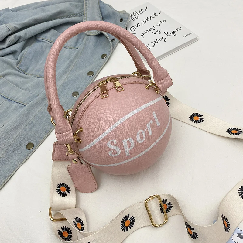 

Personality Basketball Round Shaped Shoulder Bags Fashion Acrylic Chain Crossbody Handbags 2021 Women's Wild Portable Tote Bags